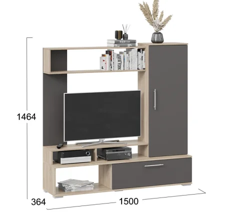 Стенка Сиена дуб сонома/графит серый