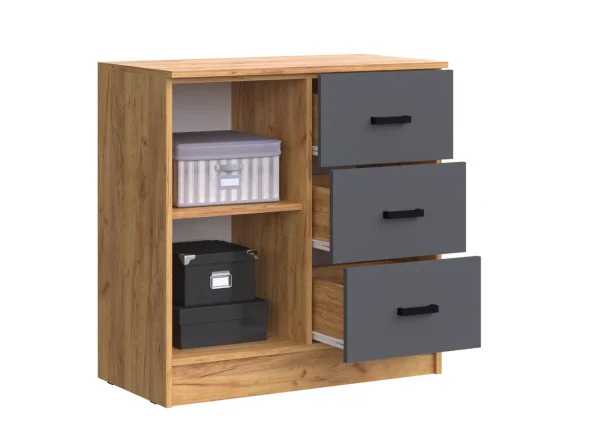 Комод с 3-мя ящиками и дверью Бася дуб крафт/графит Комод с 3-мя ящиками и дверью Бася дуб крафт/графит