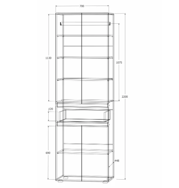 Шкаф 700 Лиана дуб крафт белый/дуб крафт золотой