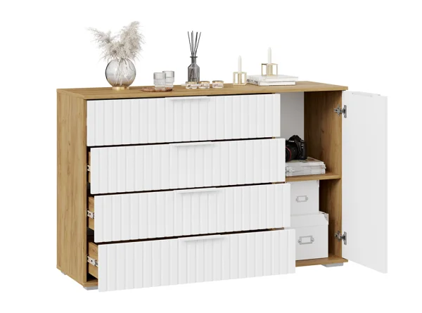 Комод комбинированный Хилтон дуб крафт золотой/белый матовый Комод комбинированный Хилтон дуб крафт золотой/белый матовый