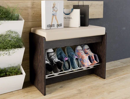 Тумба для обуви Тайм тип 1 венге цаво/экокожа крем