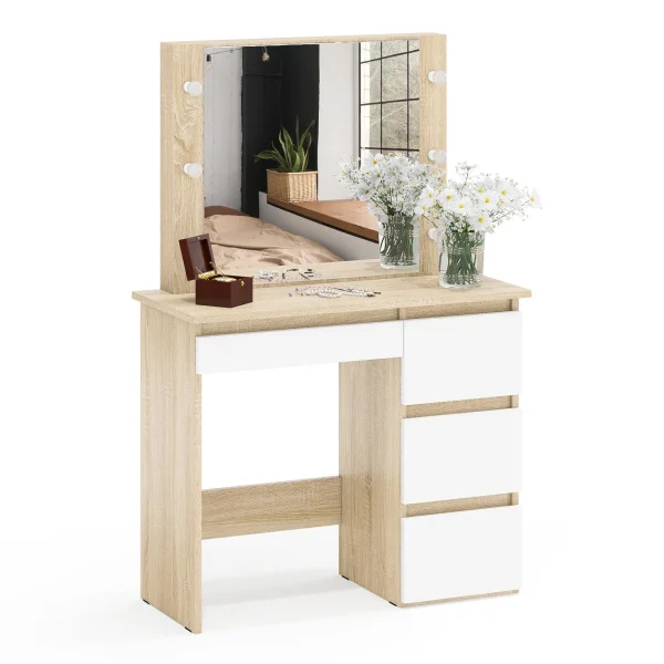 Стол косметический с подсветкой Сура дуб сонома/белый Стол косметический с подсветкой Сура дуб сонома/белый