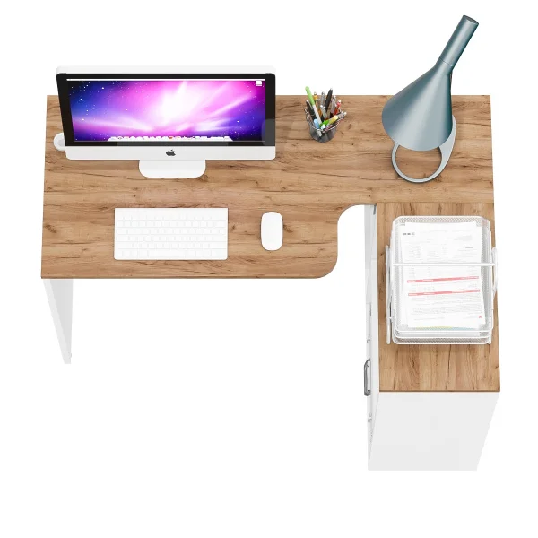 Стол письменный трансформер Лидер-8 белый шагрень/крафт золото