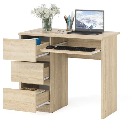 Стол компьютерный три ящика МС-6 дуб сонома (левый)
