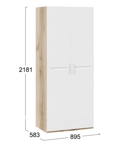 Шкаф для одежды с 2-мя дверями Фьюжн дуб делано/белый глянец