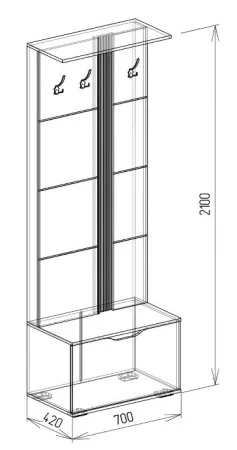 Вешалка Бостон №2 дуб серый/графит софт