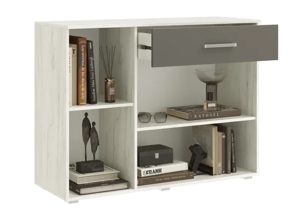 Комод Фиеста NEW 1 ящ 3 двери графит/дуб крафт белый Комод Фиеста NEW 1 ящ 3 двери графит/дуб крафт белый