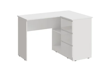 Стол письменный угловой Челси белый/белый глянец