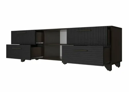 Тумба под ТВ с нишей Копенгаген венге/черный матовый