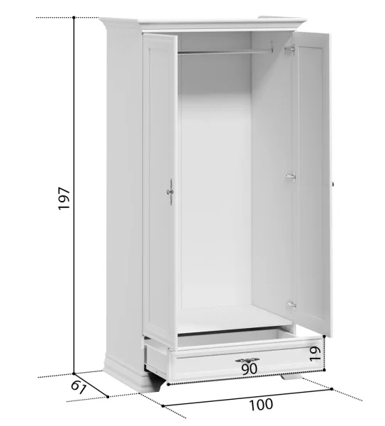 Шкаф двустворчатый Кентаки SZF2D1S белый