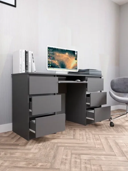 Стол письменный Мори МС-2 графит (6 ящиков)