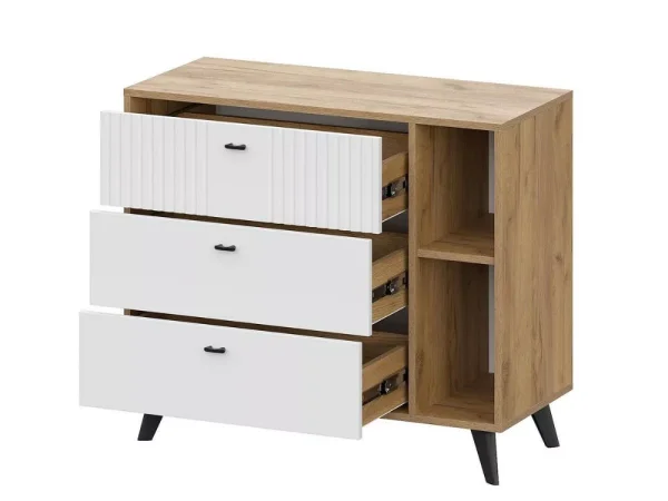 Комод Милан 3 ящика дуб золотой/белый матовый Комод Милан 3 ящика дуб золотой/белый матовый