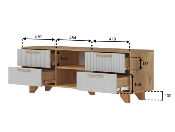 Тумба ТВ Ньерд 1500.4 дуб вотан/белый софт