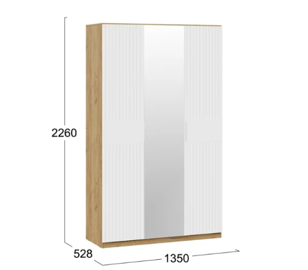 Шкаф комбинированный Хилтон дуб крафт золотой/белый матовый