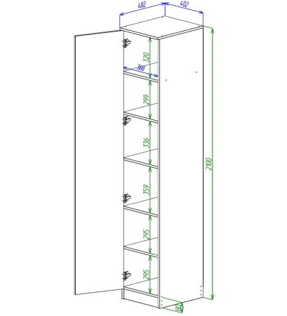 Шкаф Охта Лайт 400 дуб вотан/белый