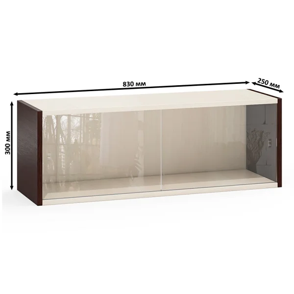 Полка книжная со стеклом КН 01 венге/дуб молочный