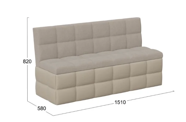 Скамья прямая Домино исп 2 кожзам светло-коричневый, велюр мокко светлый Скамья прямая Домино исп 2 кожзам светло-коричневый, велюр мокко светлый