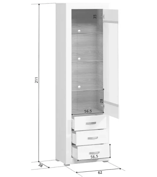 Шкаф с витриной Мальта REG1W3S лиственница сибирская/орех лион Шкаф с витриной Мальта REG1W3S лиственница сибирская/орех лион