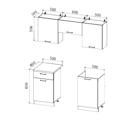 Кухня Дуся 1.6 белый/дуб бунратти