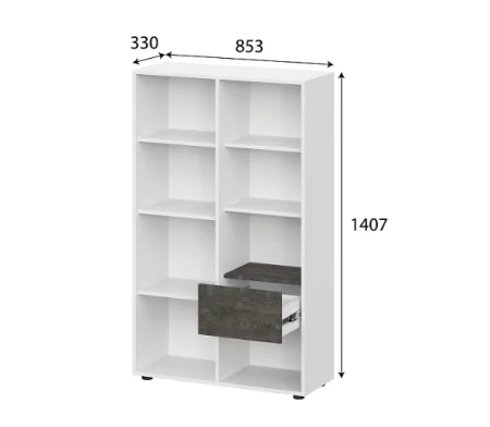 Тумба многофункциональная Анри белый текстурный/дуб золотой/железный камень