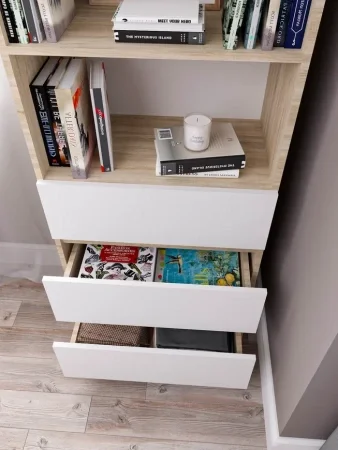 Стеллаж с ящиками Мори МСТ 600.3 дуб сонома/белый