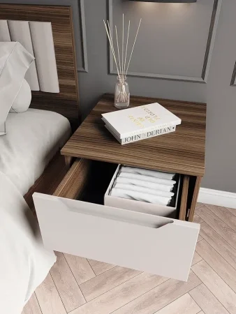 Тумба прикроватная подвесная Роза орех франклин/бежевый скин тренто