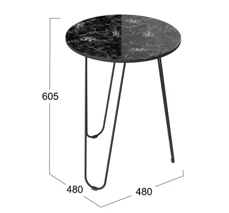 Стол журнальный ДП 1-03-09 черный, стекло мрамор черный
