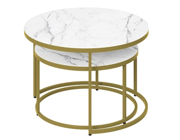 Стол журнальный Вега золото, стекло белый мрамор Стол журнальный Вега золото, стекло белый мрамор