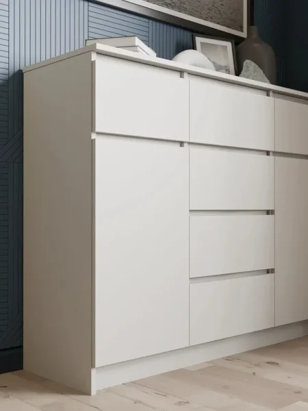 Комод с ящиками и дверками Мори МК 1200.4 сатин Комод с ящиками и дверками Мори МК 1200.4 сатин