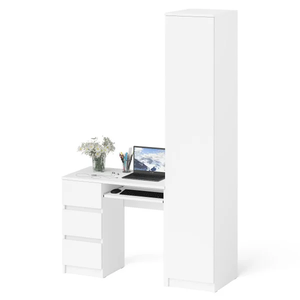 Комплект Мори Стол компьютерный МС-6 левый + Пенал МШ 400.1 белый