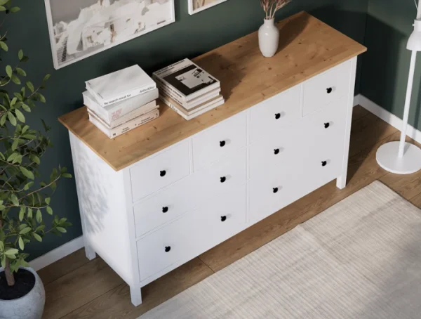 Комод 8 ящиков Кымор белый/светло-коричневый Комод 8 ящиков Кымор белый/светло-коричневый