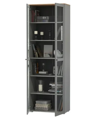 Шкаф-витрина Остин 16.394.02 серый графит/дуб крафт золотой