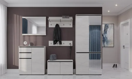 Шкаф Гретта 2С2ЗР дуб крафт белый/антрацит