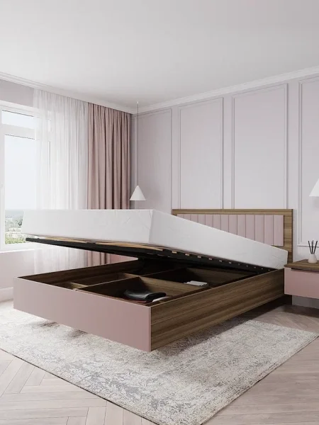 Кровать Роза 140 орех франклин/пудра скин тренто Кровать Роза 140 орех франклин/пудра скин тренто