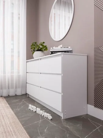 Комод шесть ящиков Мори МК 1380.6 белый