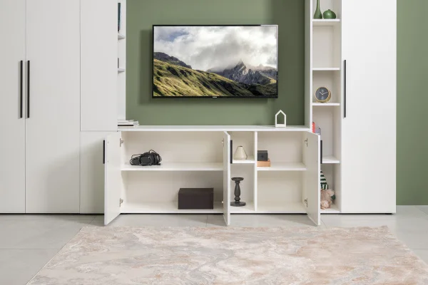 Тумба под ТВ Эйр 16.55 белый шагрень