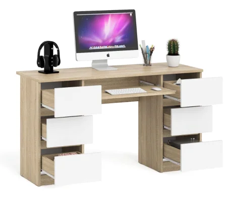 Компьютерный стол с двумя тумбами МС-2 дуб сонома/белый