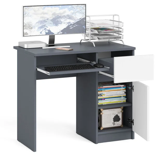 Стол компьютерный МС-1 графит/белый (правый)