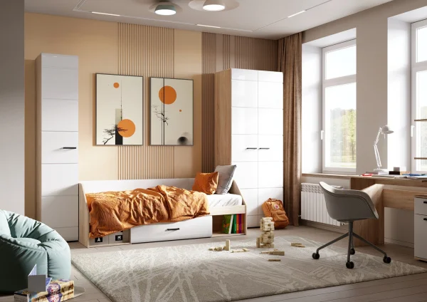 Шкаф 400 Либерти ШК-01 дуб сонома/белый глянец