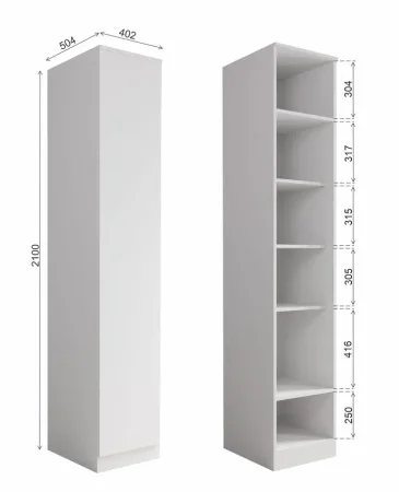 Шкаф Мори МШ 400.1 белый (с полками)