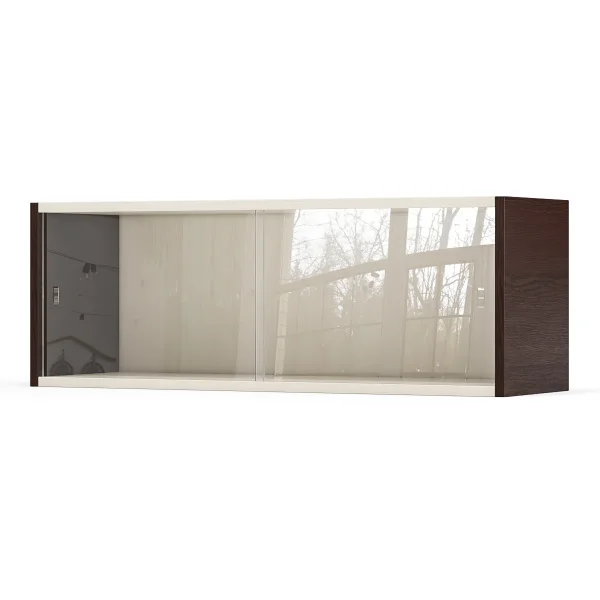 Полка книжная со стеклом КН 01 венге/дуб молочный