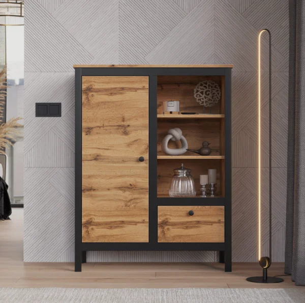 Тумба Лофт REG1D1S/90 дуб вотан/черный Тумба Лофт REG1D1S/90 дуб вотан/черный