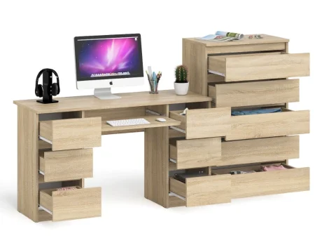 Комплект стол компьютерный МС-2 + Комод 700.5 дуб сонома
