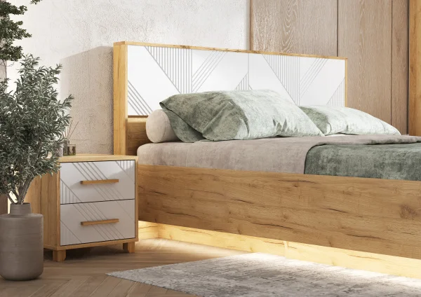 Кровать парящая Ирис 1,6 браш вайт/дуб крафт Кровать парящая Ирис 1,6 браш вайт/дуб крафт