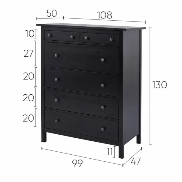 Комод 6 ящиков Кымор черный Комод 6 ящиков Кымор черный