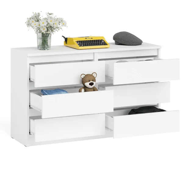 Широкий комод шесть ящиков МК 1200.6 белый Широкий комод шесть ящиков МК 1200.6 белый