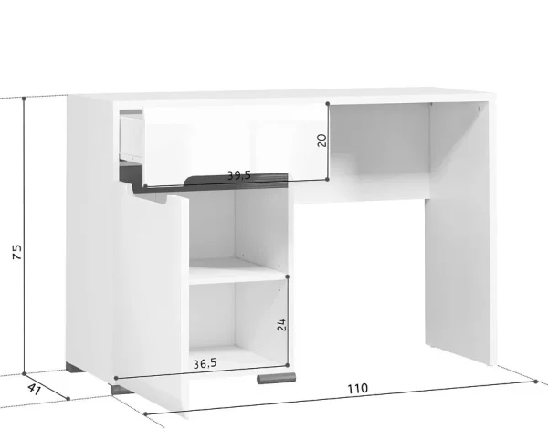 Стол туалетный Ацтека ТОL1D1S белый глянец Стол туалетный Ацтека ТОL1D1S белый глянец