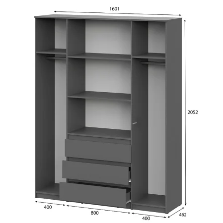 Шкаф четырехстворчатый Денвер графит серый