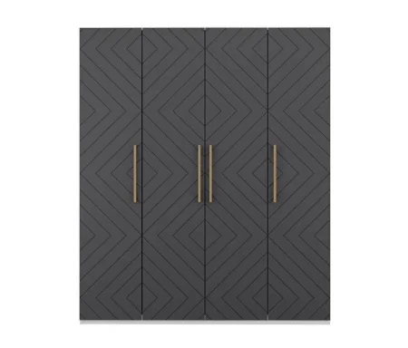 Шкаф 4-х створчатый Копенгаген белый/серый