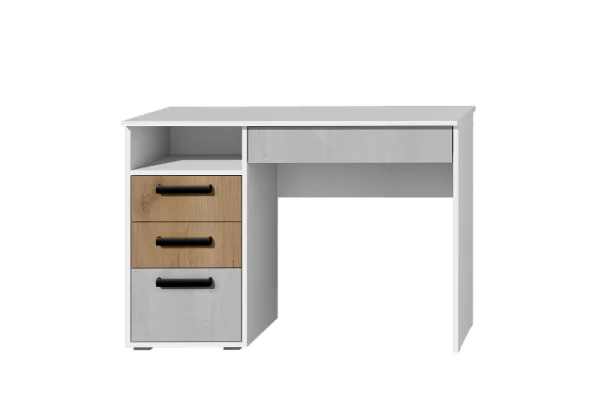 Стол компьютерный Юпитер белый текстурный/дуб крафт золотой/бетонный камень